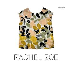 RACHEL ZOE Floral 100% Linen Top & Skirt Set M